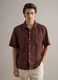 Brown short sleeve pure linen regular fit shirt_1
