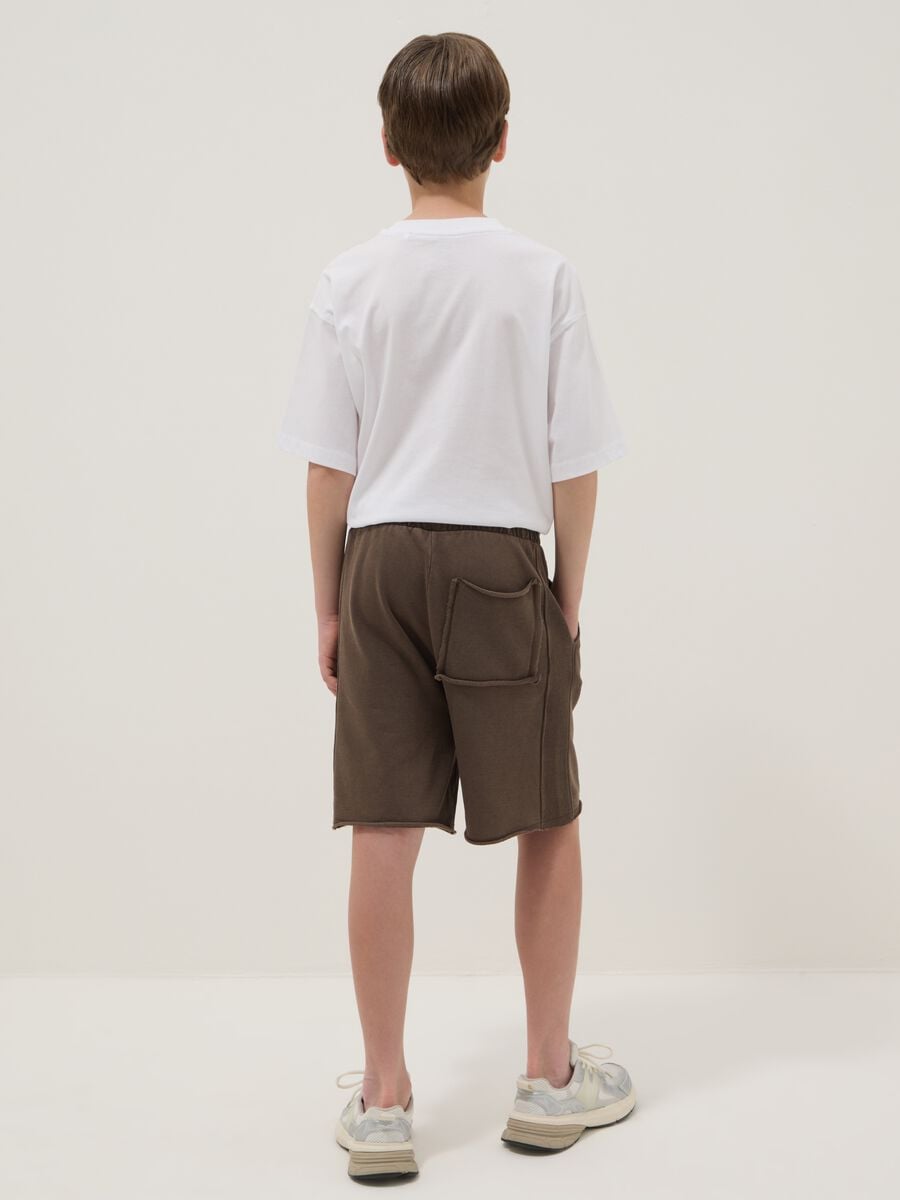 Brown pure cotton shorts with elasticated waistband_1