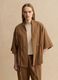 Brown linen blend regular fit blazer with ties_1