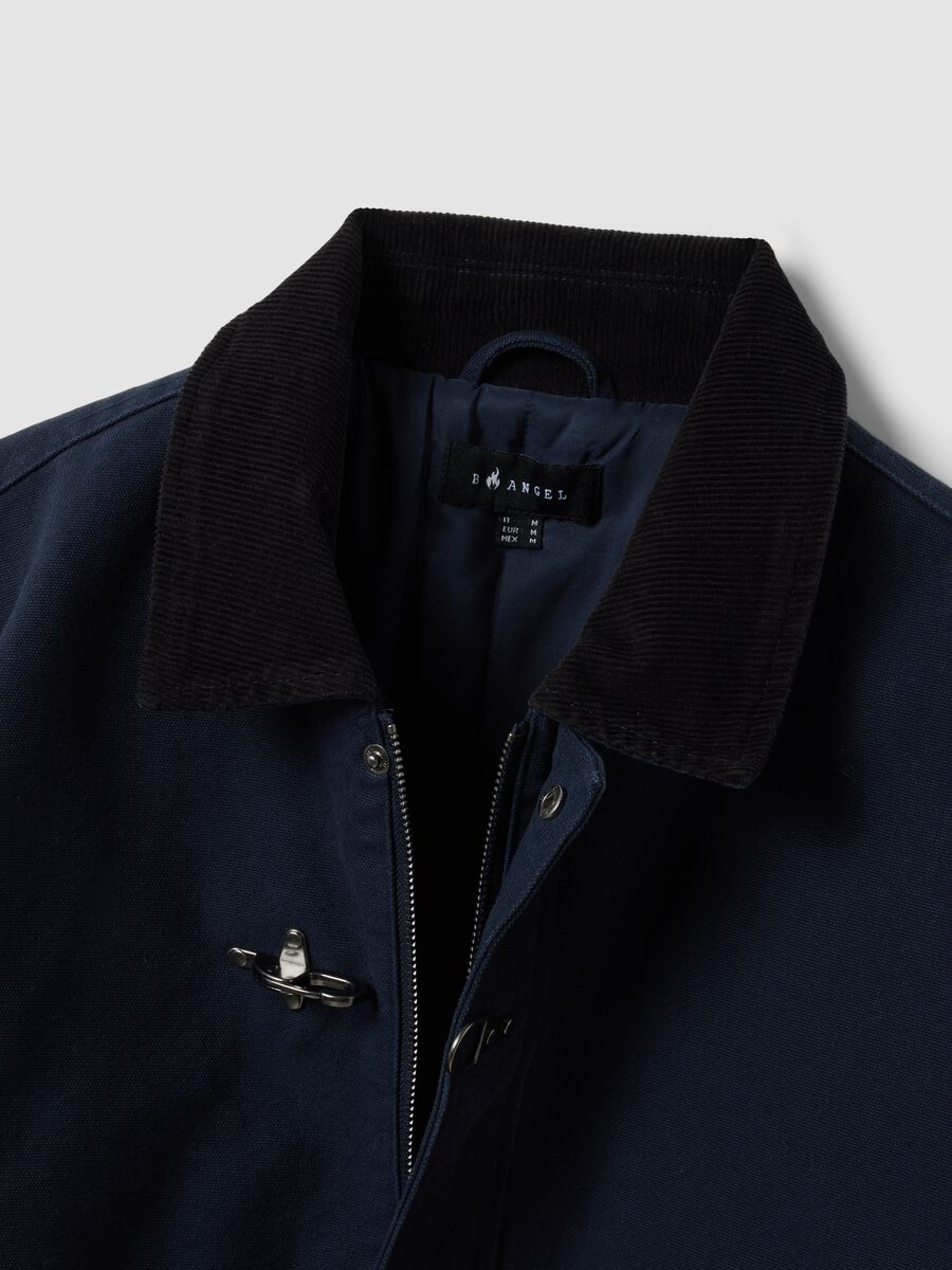 Blaue, wattierte Cropped-Jacke aus reiner Baumwolle, Oversized-Fit_5