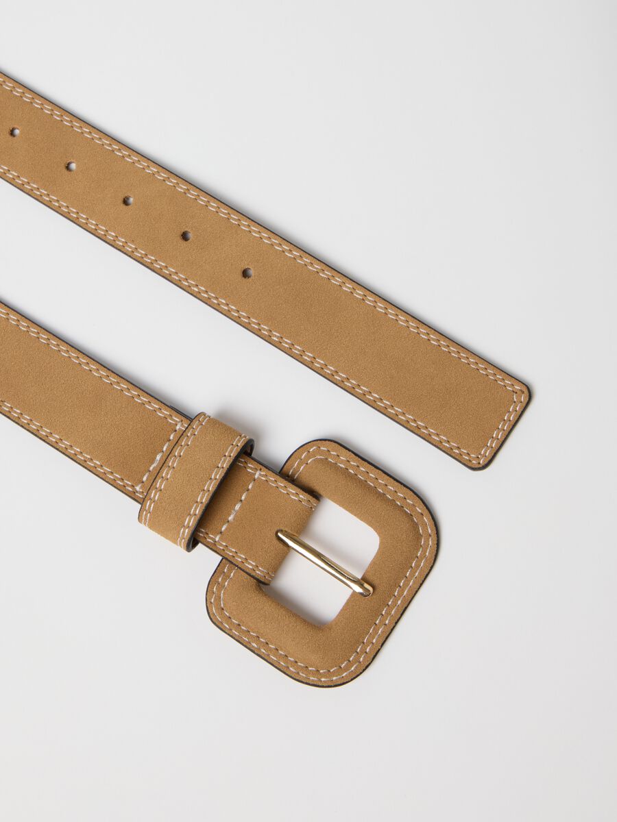 Beige belt with square buckle_1