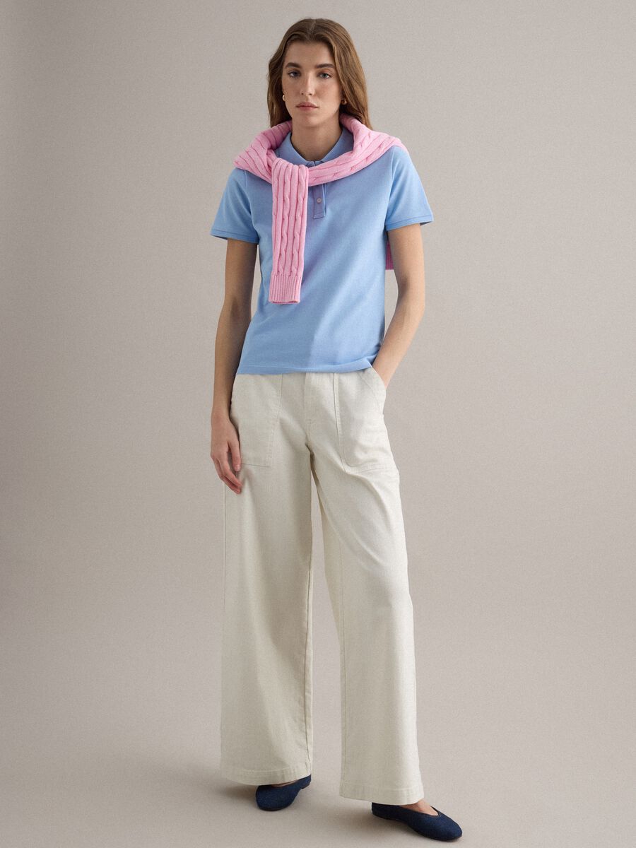 Sky blue short-sleeve pure cotton polo shirt, regular fit_2