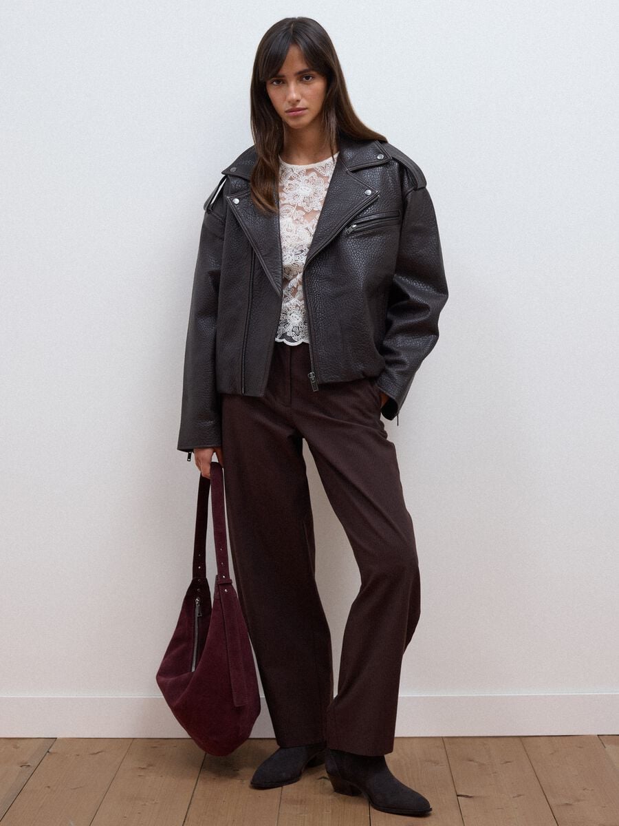 Brown oversized genuine leather biker jacket_1