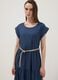Blue midi dress in pure lyocell with braided belt_2