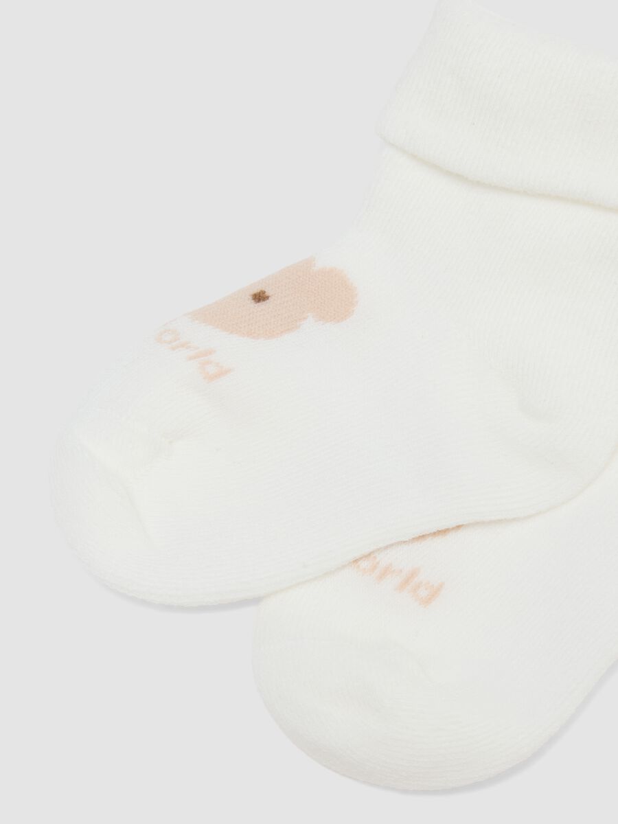 Twin pack of short socks in organic cotton blend multicolour for newborn_1