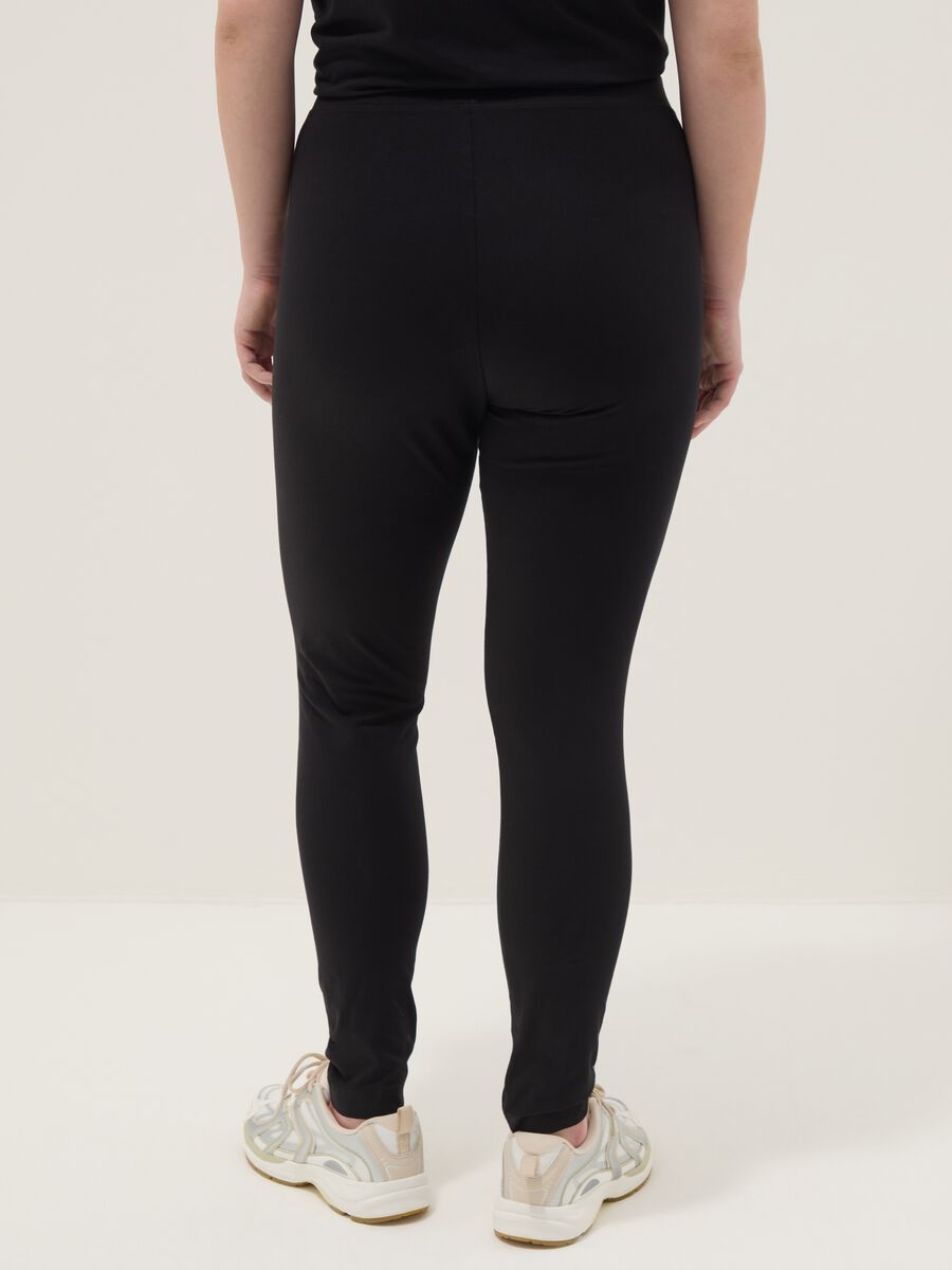Schwarze Skinny-Fit-Leggings aus Stretch-Baumwolle_2