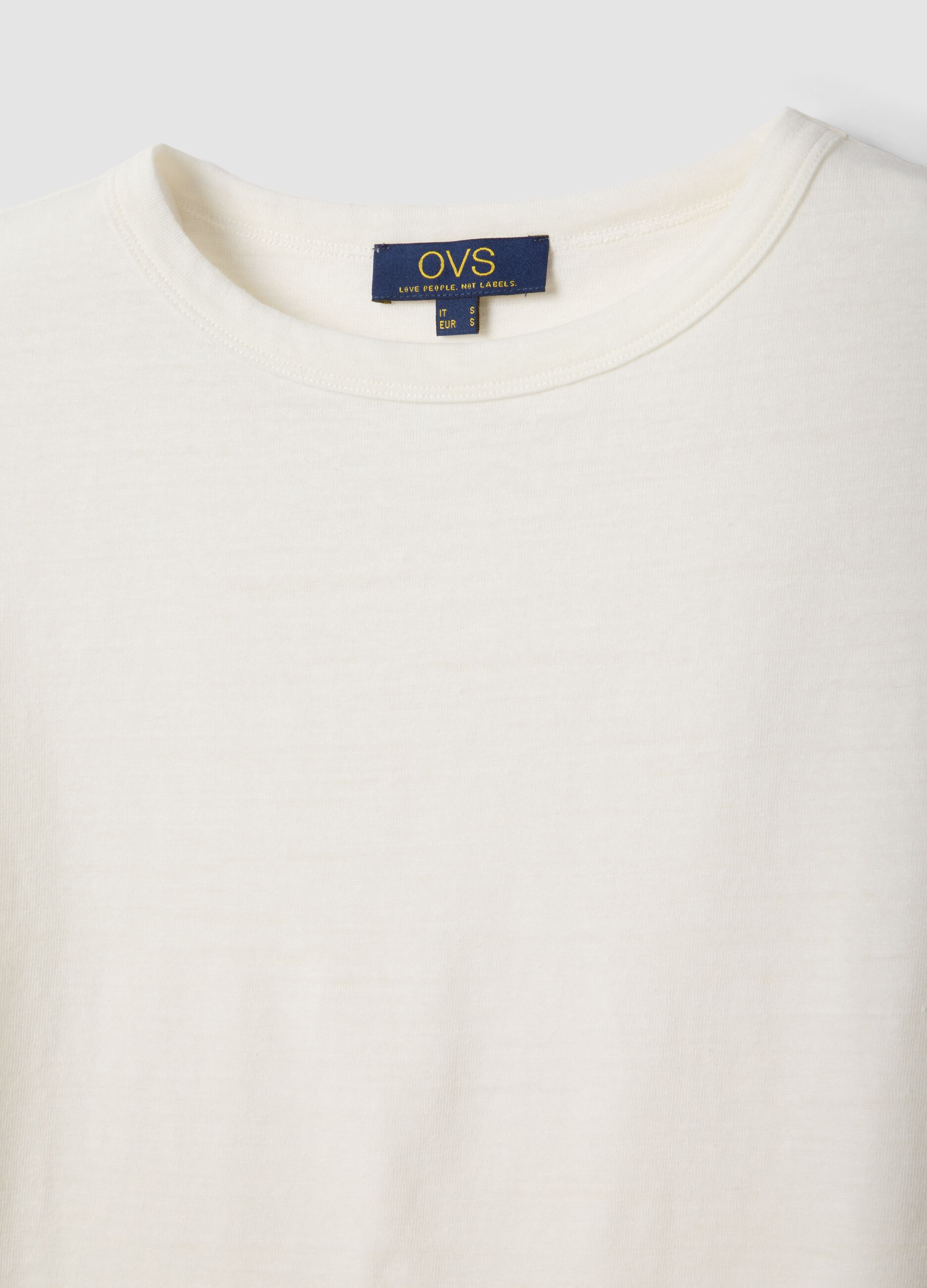 Wei&szlig;es Kurzarm-T-Shirt aus Baumwoll-Leinen-Mix, Regular Fit