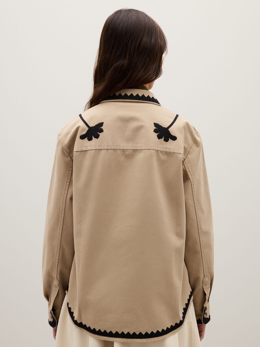 Beige jacket in pure multicolor cotton regular fit_3