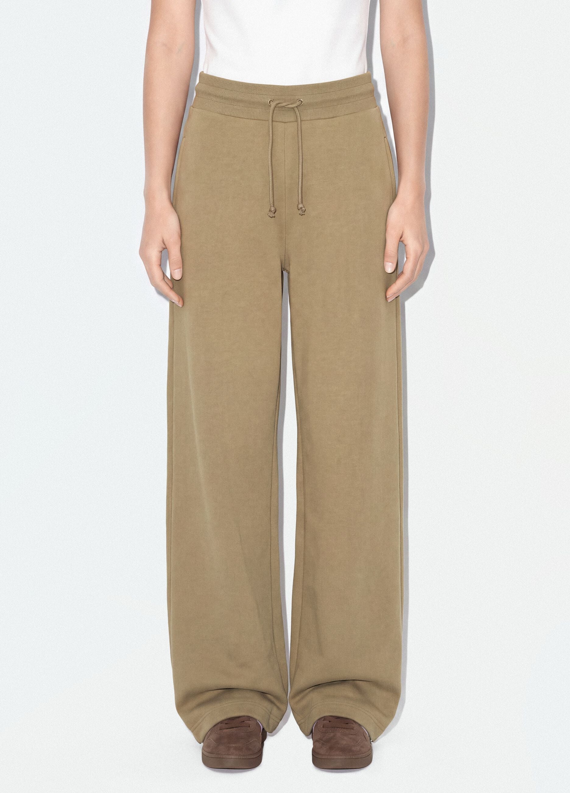 Beige cotton-blend baggy-fit jogger trousers