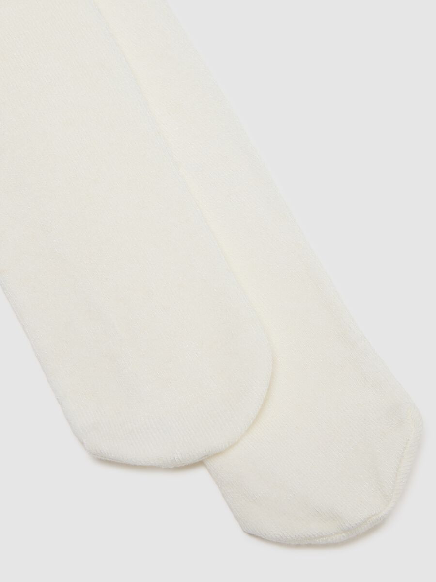 Girls' White Tights in Stretch Fabric_1