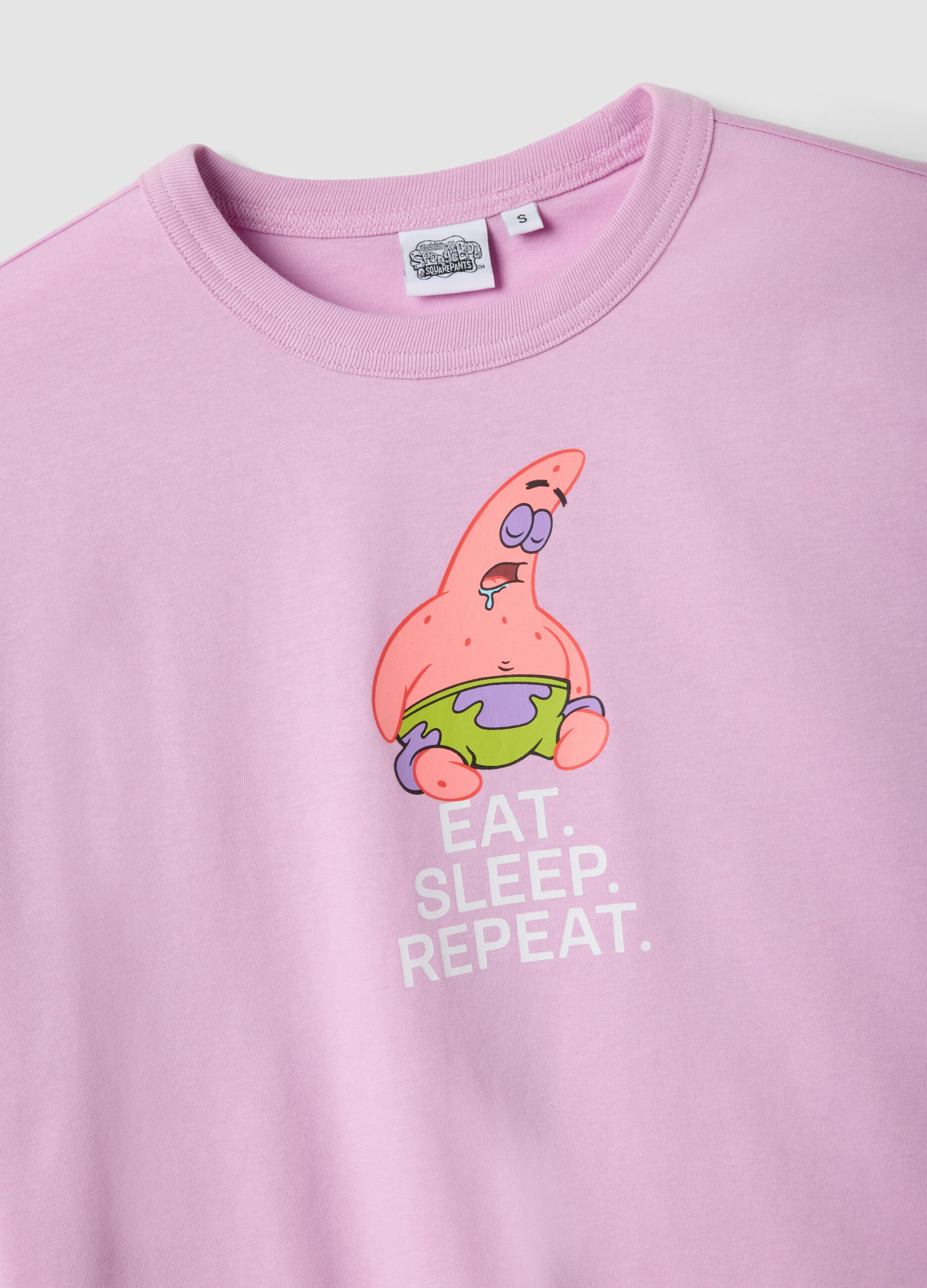 T-shirt rosa de algod&atilde;o puro regular fit com estampado Patrick Star