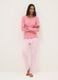 Pure cotton pink pyjama top with serafino neckline, regular fit_1