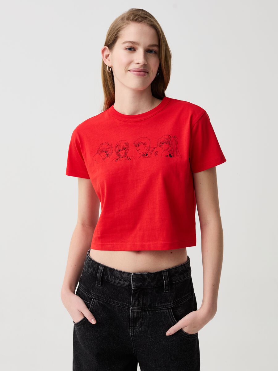 T-shirt crop stampa Neon Genesis Evangelion_0