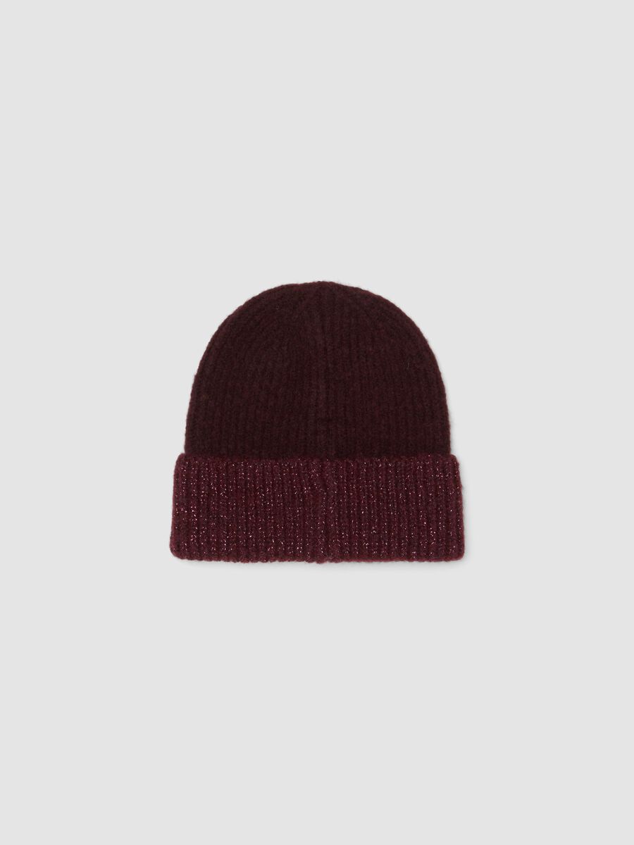 Cappellino rosso in lana elasticizzata a coste_2