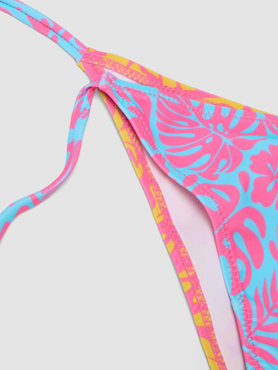 Pink stretchy bikini with tropical print_3