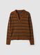 Brown viscose-blend polo-collar jumper, regular fit_4