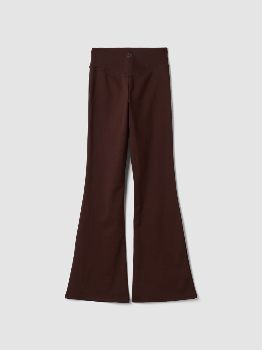 Brown flared leggings in stretch fabric_6