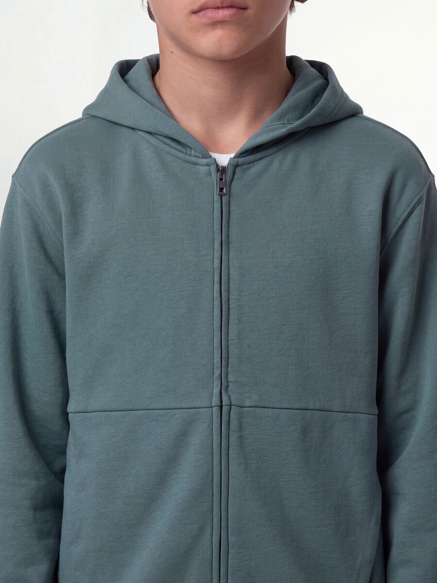 Green organic cotton zip-up hoodie for boys, relaxed fit_2