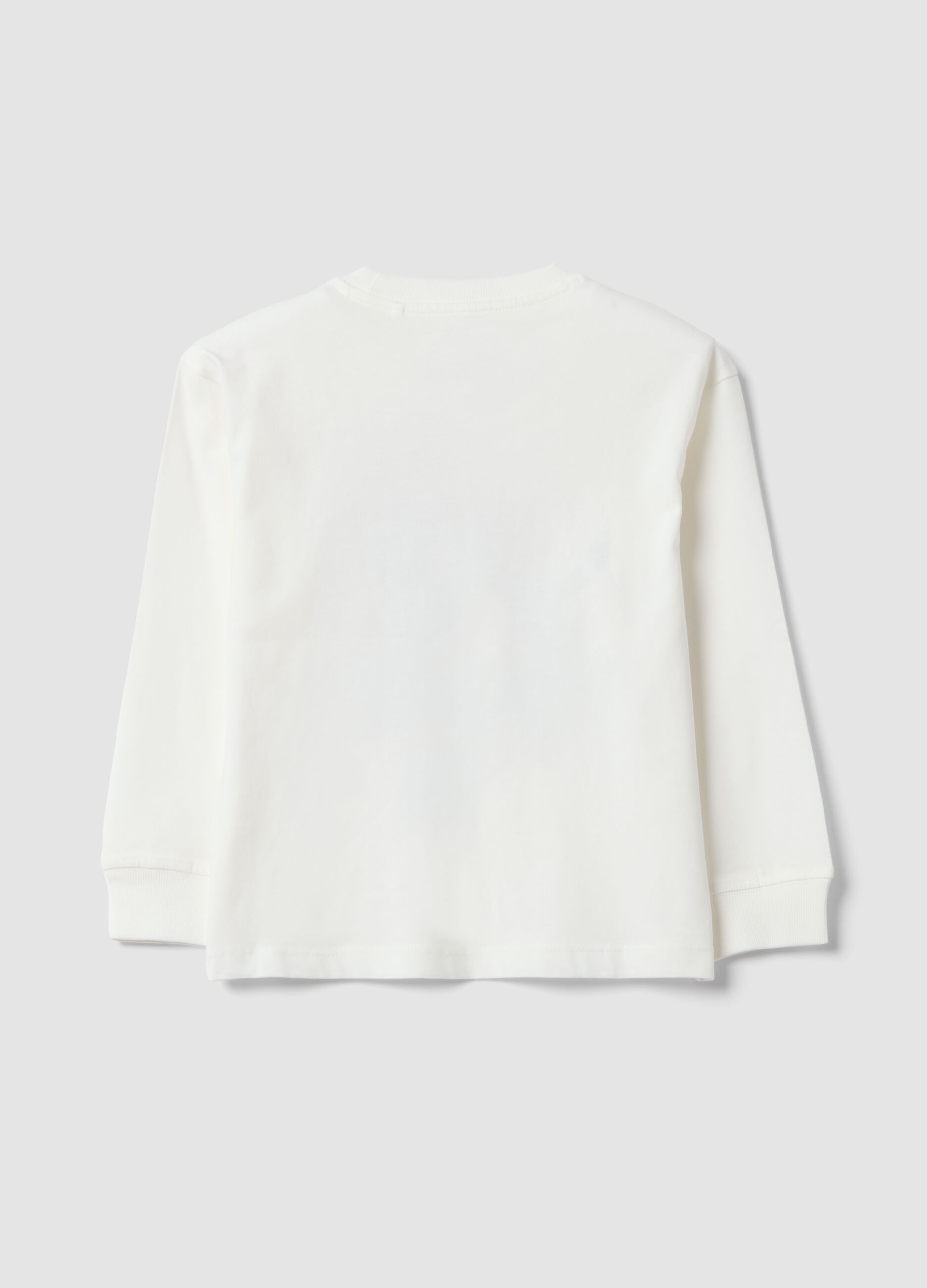 T-shirt bianca in puro cotone con girocollo e stampa Top Speed Driver