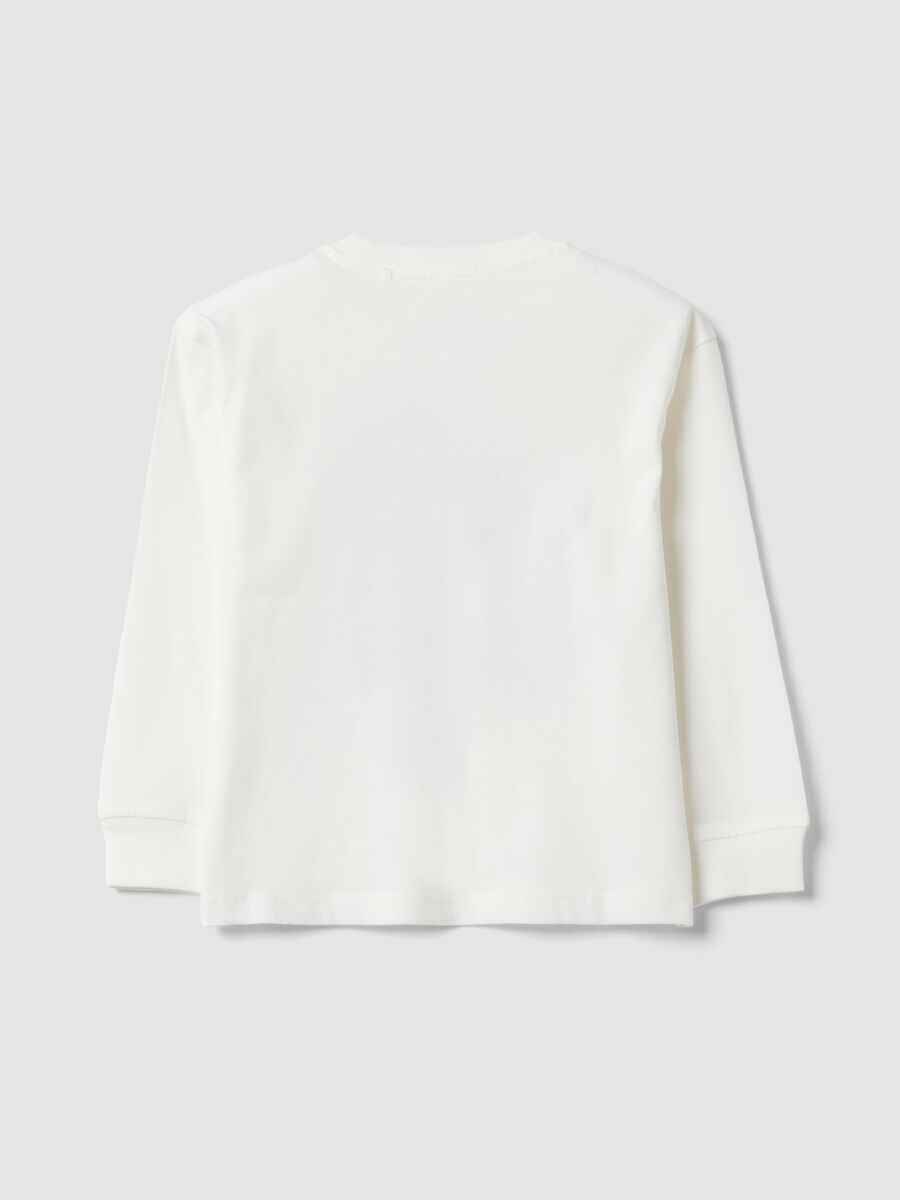 T-shirt bianca in puro cotone con girocollo e stampa Top Speed Driver_1