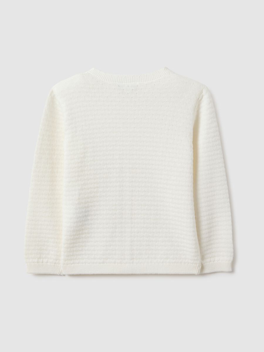 Cardigan branco de algod&atilde;o puro, ajuste regular para menina_1