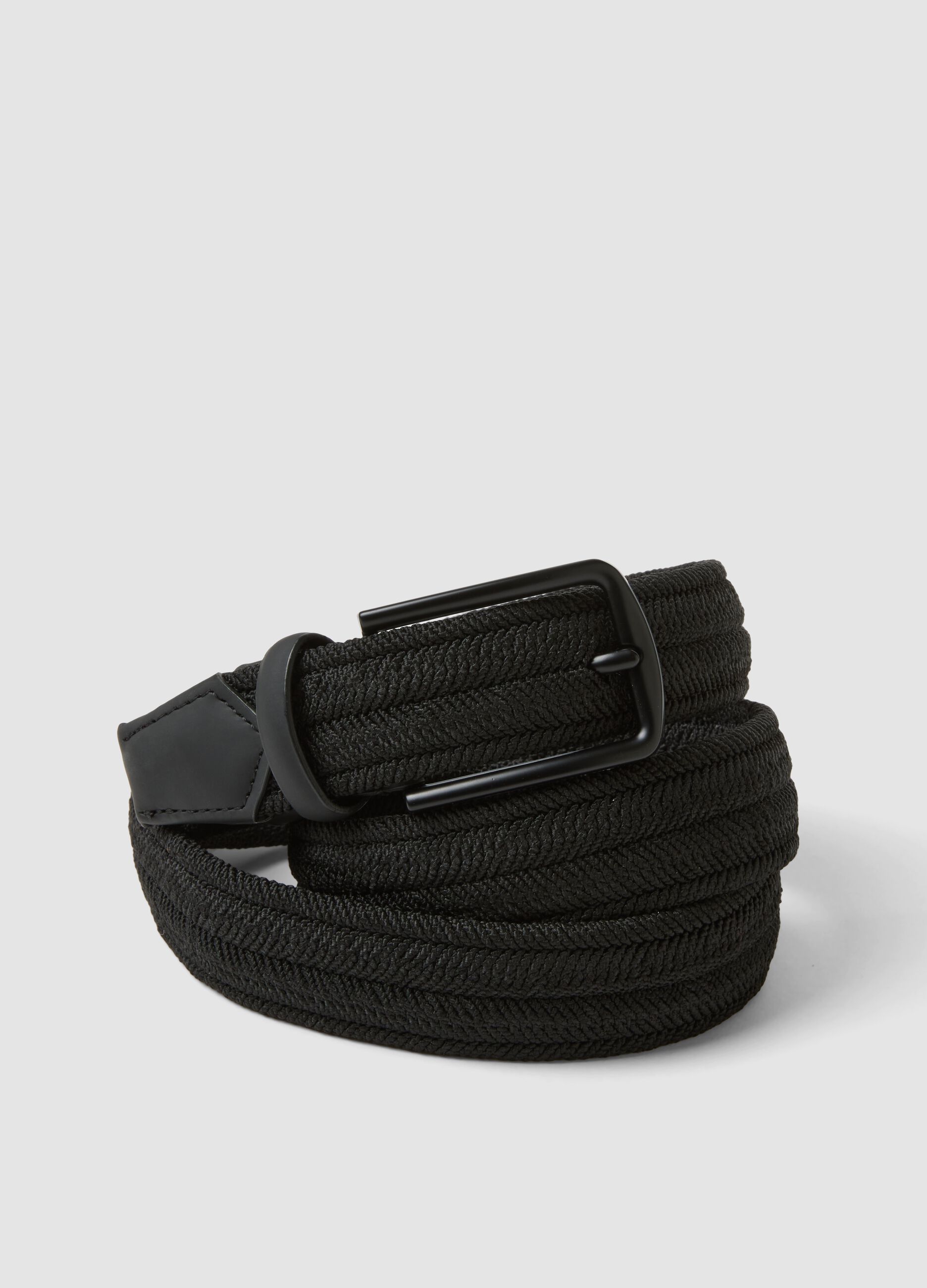 Braided black belt with matte buckle