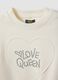 Sweat blanc en pur coton avec inscription en strass et c&oelig;ur brod&eacute; pour fille_2
