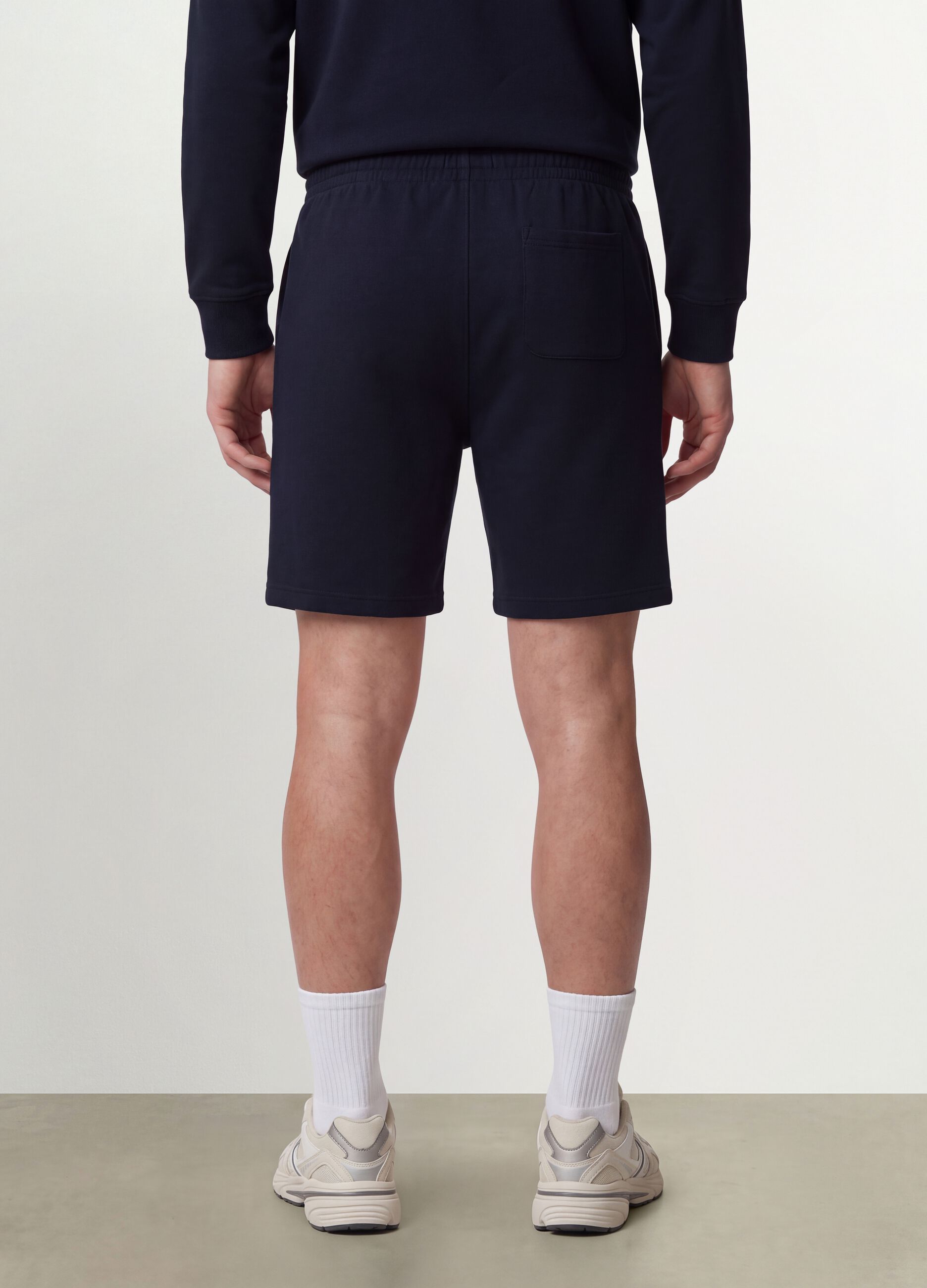 Blue cotton-blend shorts with elasticated waist, regular fit