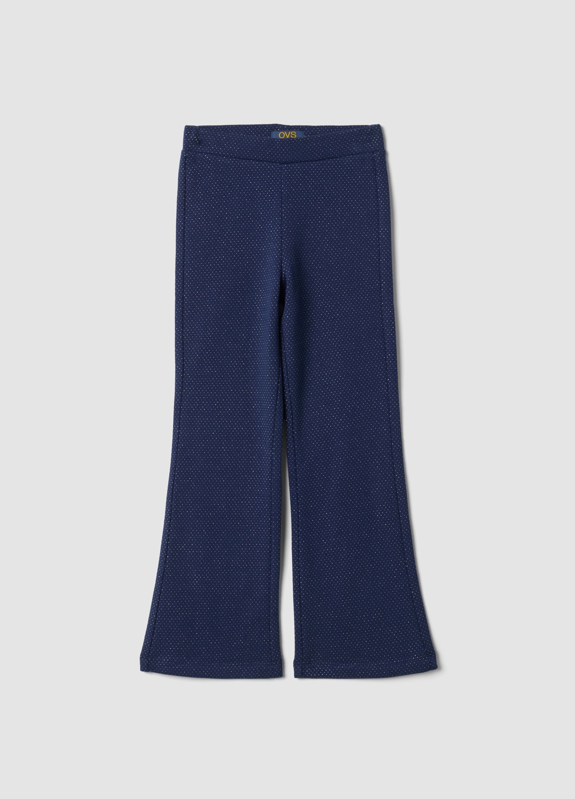 Blue flared stretch cotton leggings
