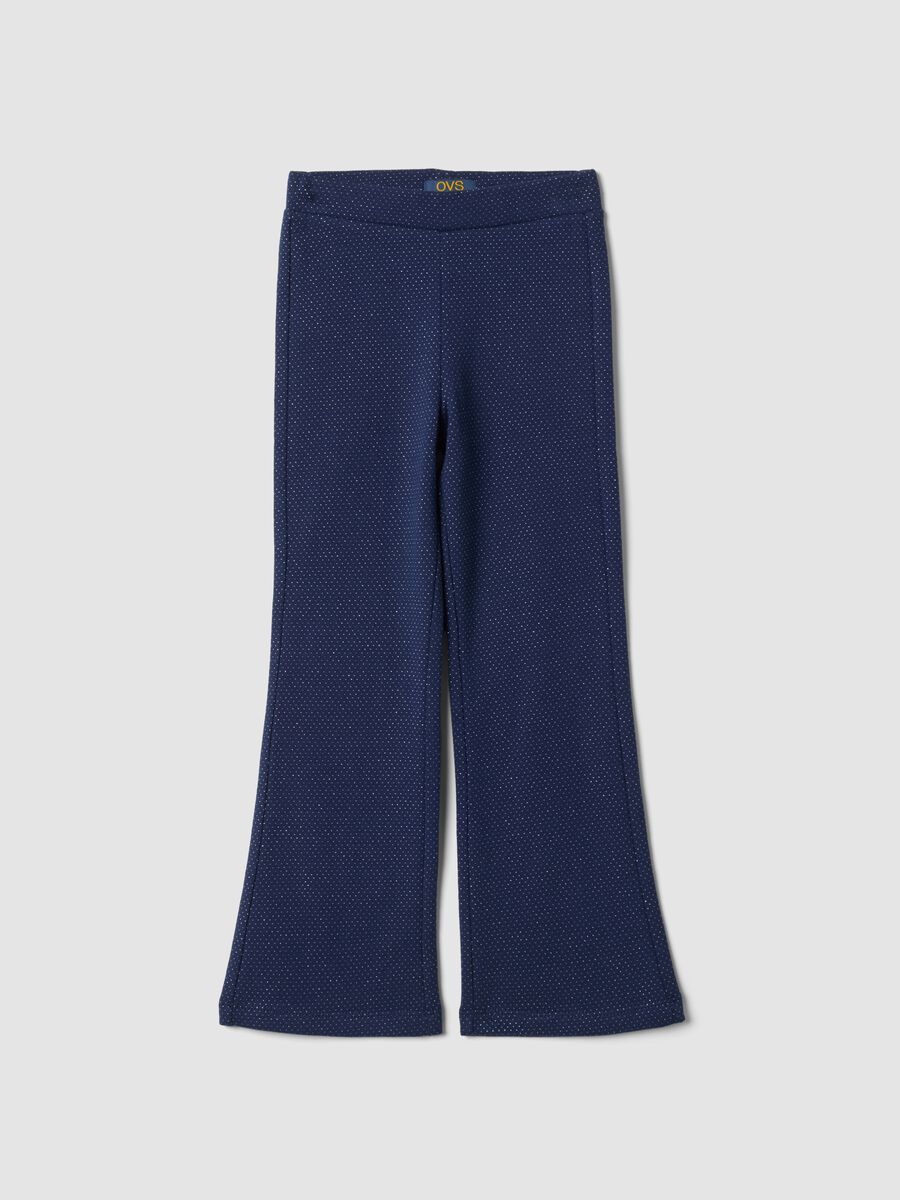 Blue flared stretch cotton leggings_0