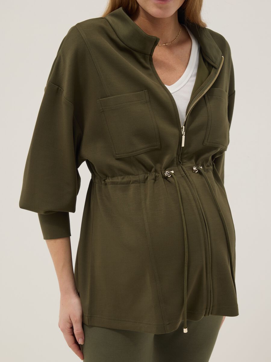 Sweatshirt de maternidade verde com ajuste relaxado, em mistura de modal esticado_3