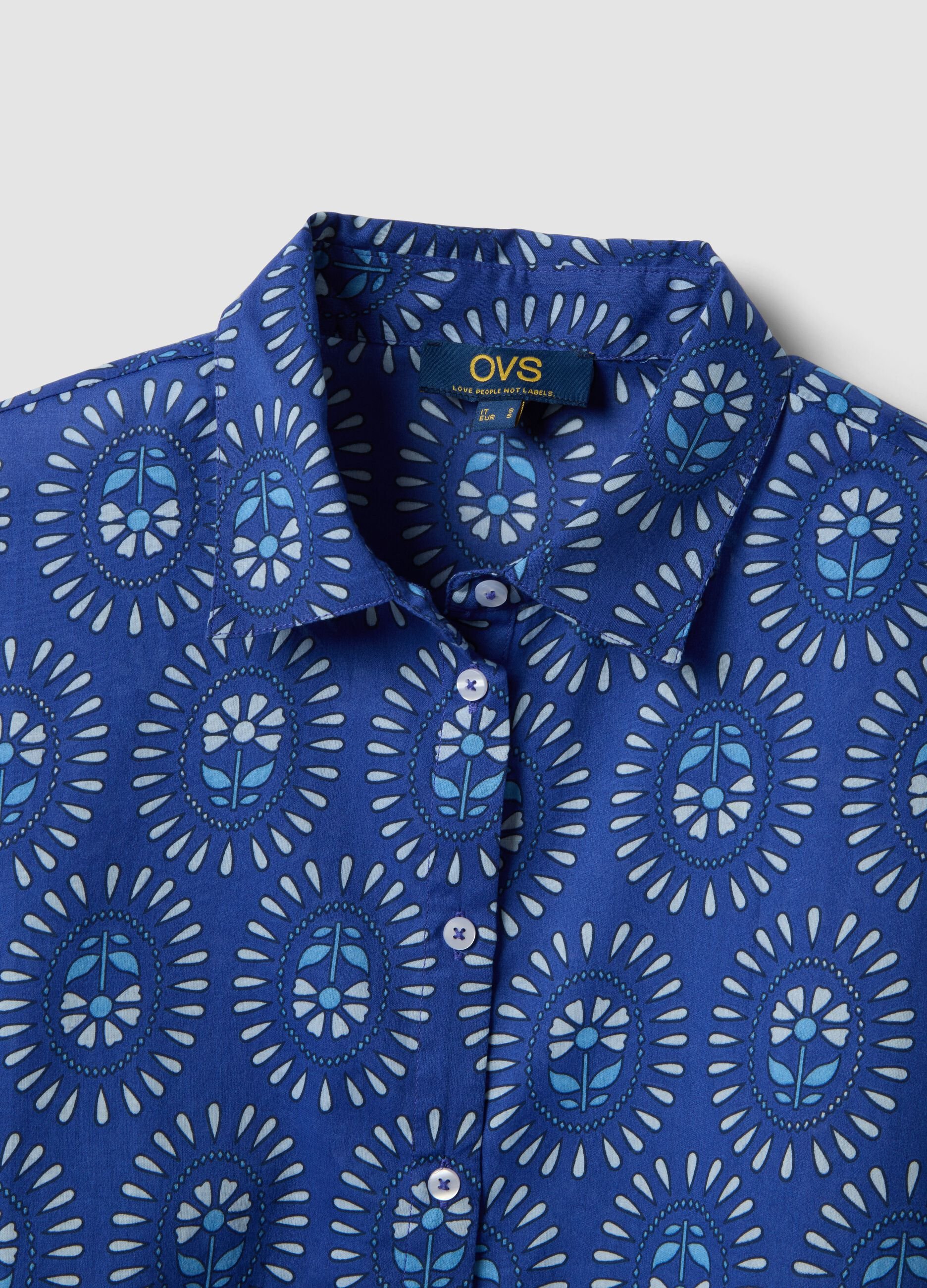 Blue pure cotton patterned kaftan