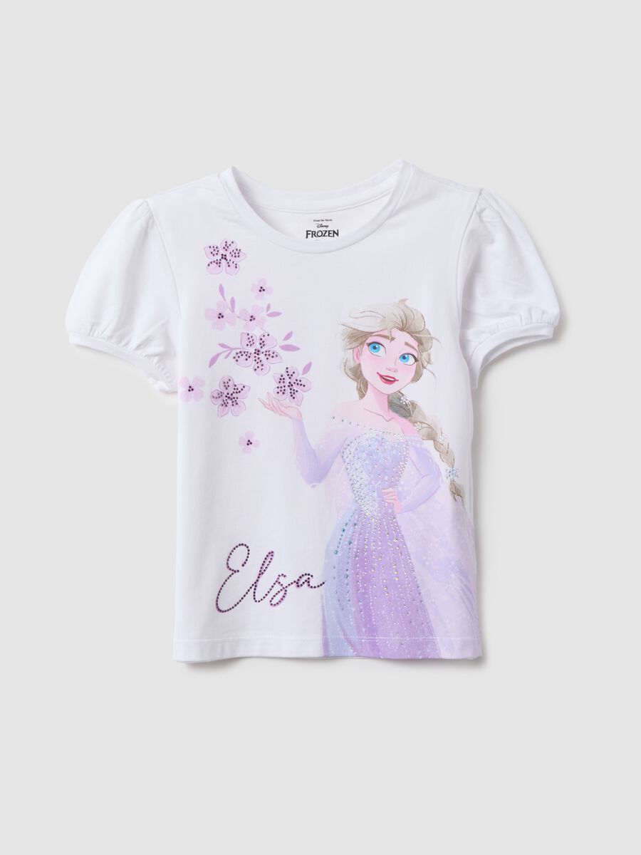 T-shirt in cotone elasticizzato multicolor per bambina con stampa Frozen_0