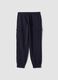 Blue cotton-blend cargo jogger trousers with drawstring, regular fit_0