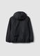 Black oversized rain jacket with hood and zip for boys_1