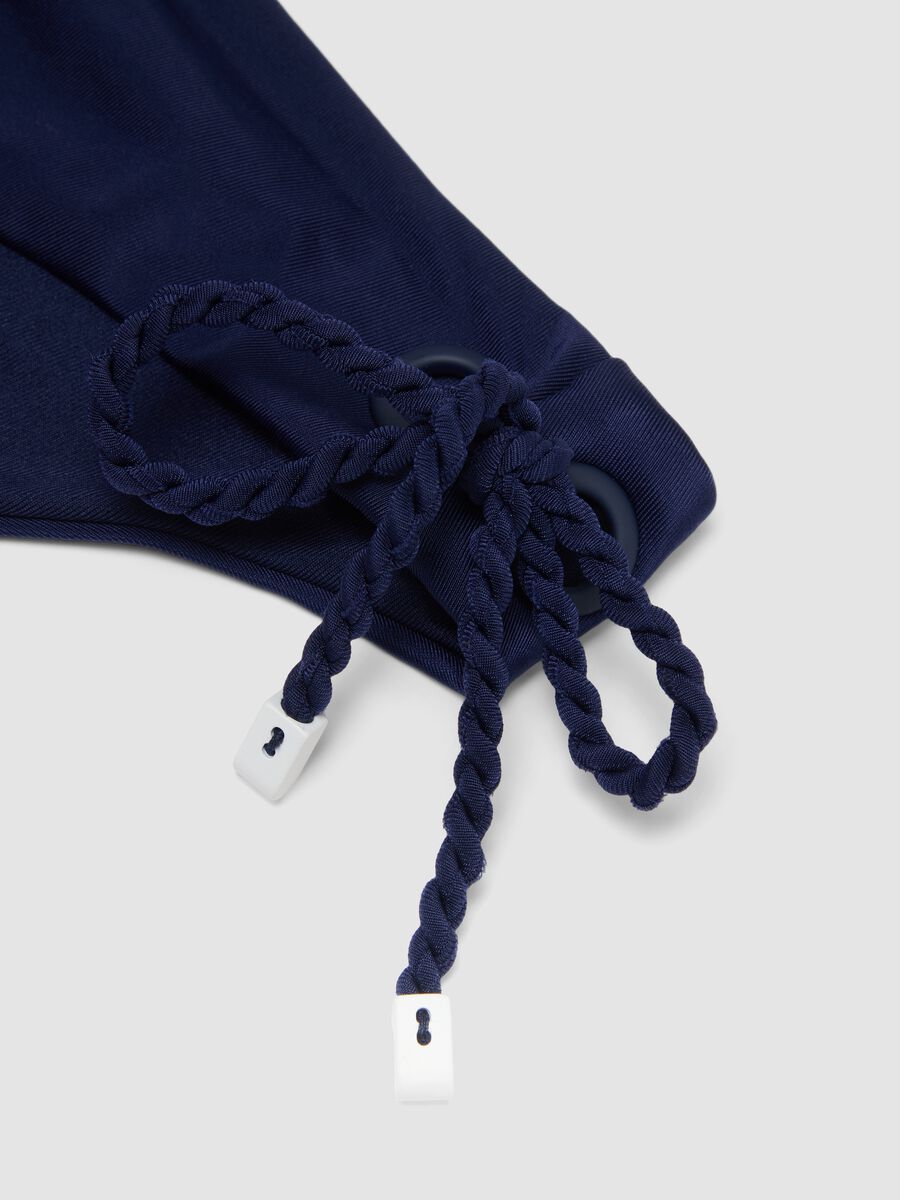 Bas de bikini bleu en tissu stretch avec liens &agrave; nouer_1