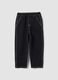 Jogger nero in misto cotone e viscosa con vita elasticizzata per bambino_5