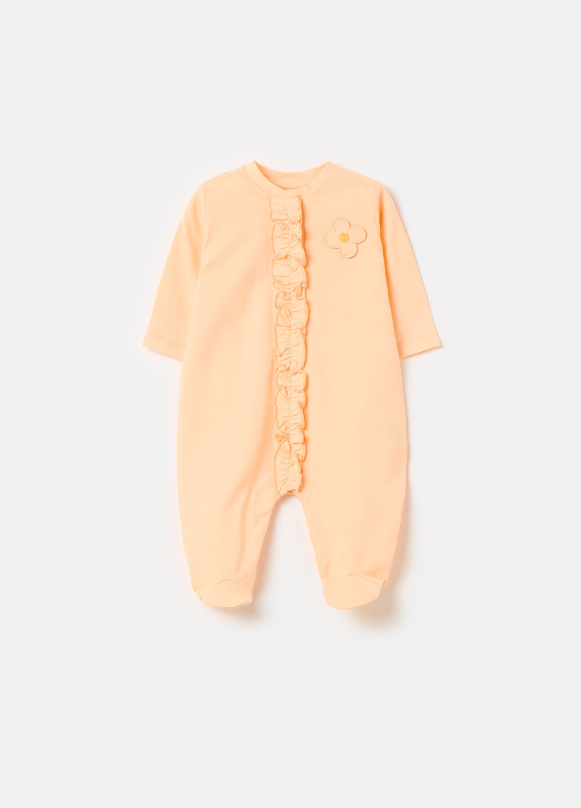 Organic cotton onesie with feet and frills