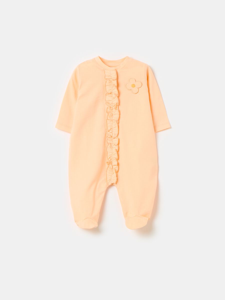 Organic cotton onesie with feet and frills_0