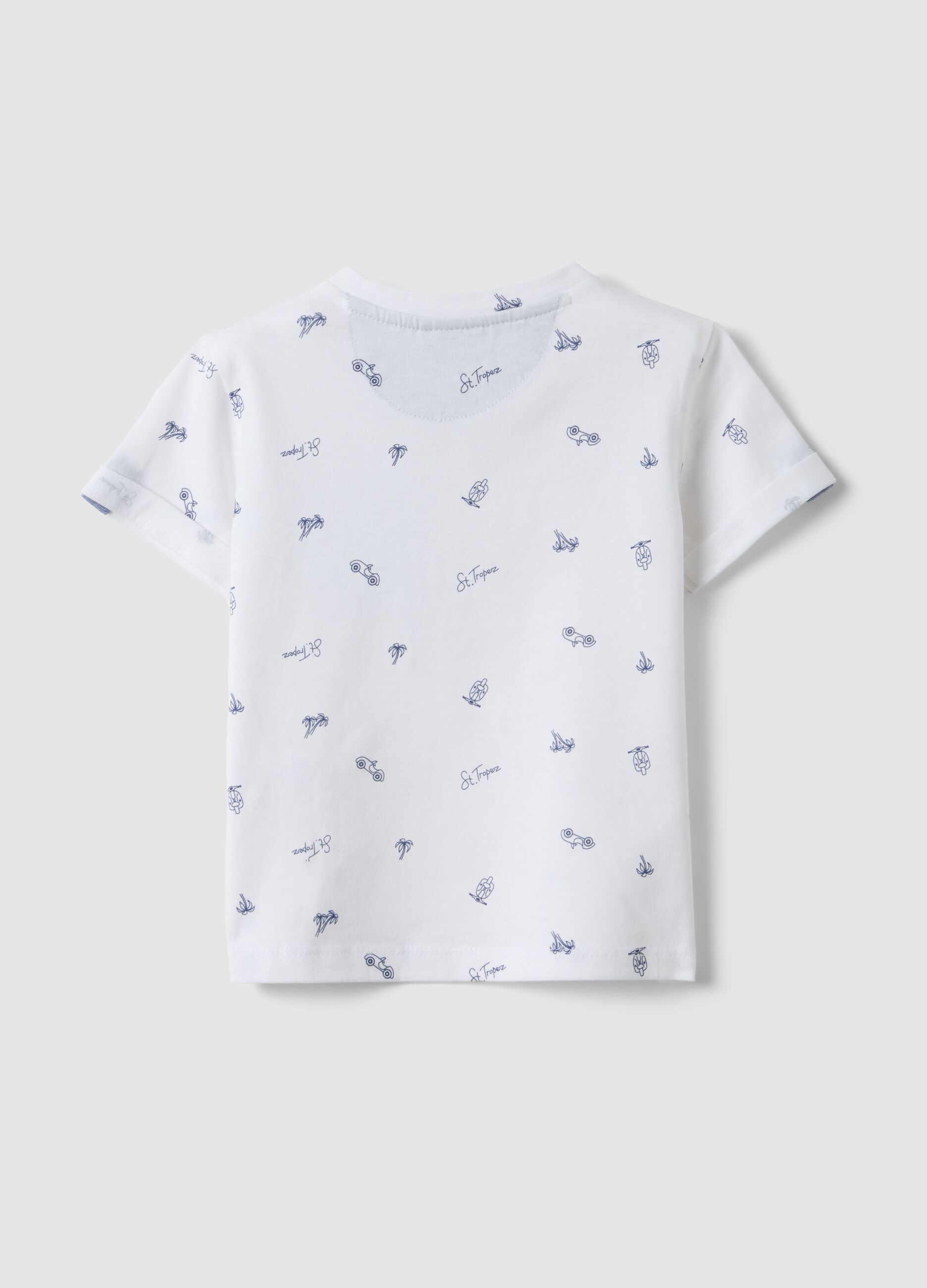 White pure cotton t-shirt for boys regular fit with designs