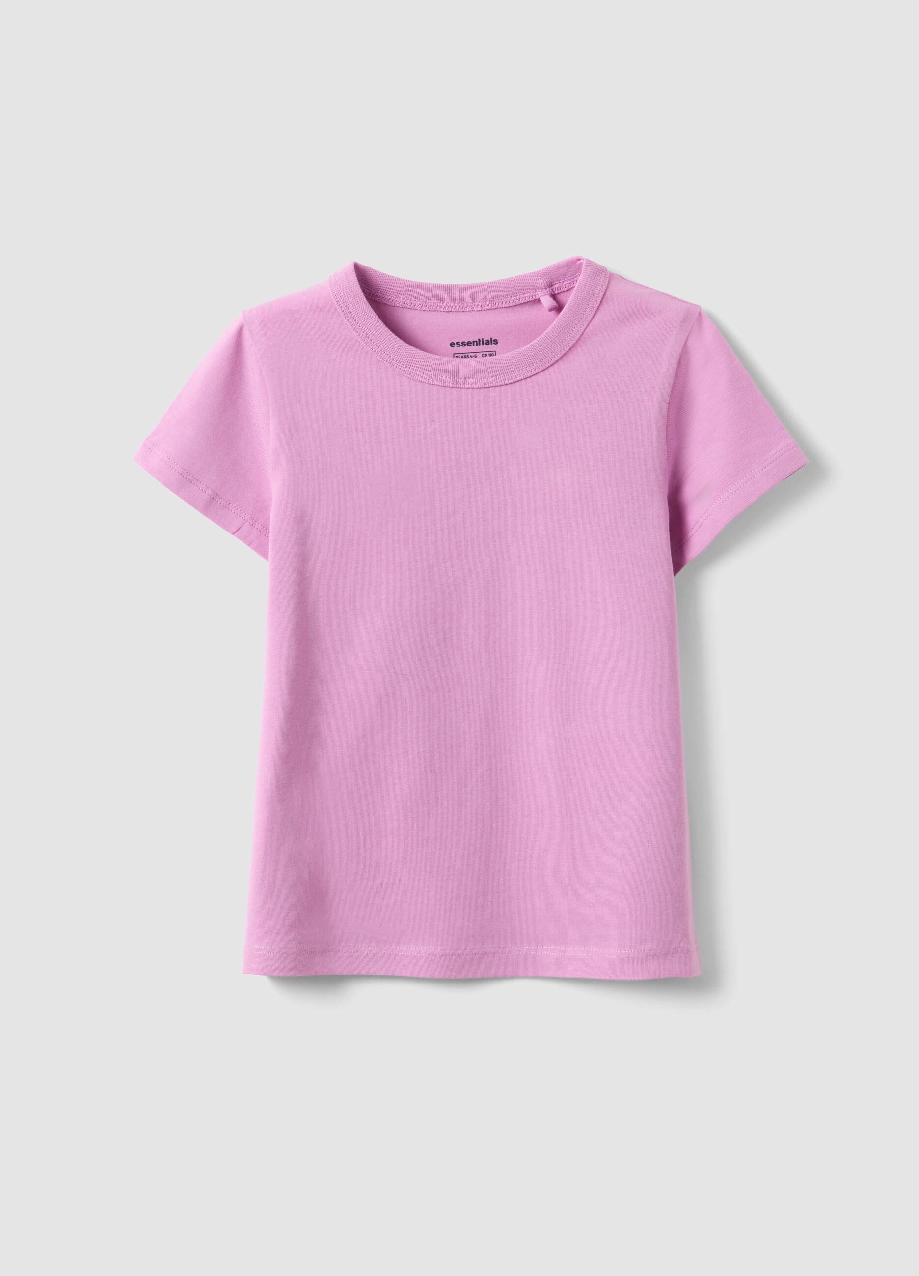 Girls&rsquo; pink stretch cotton T-shirt, regular fit