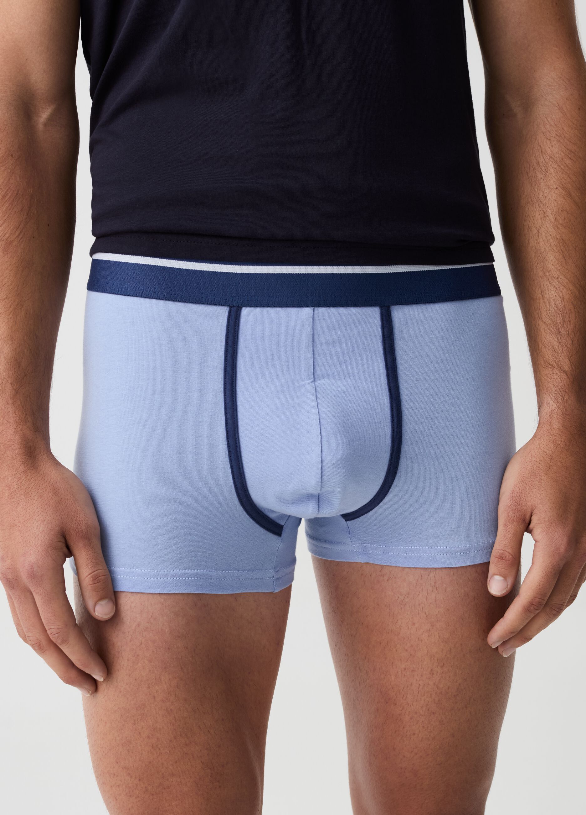Three-pair pack boxer shorts with striped trim
