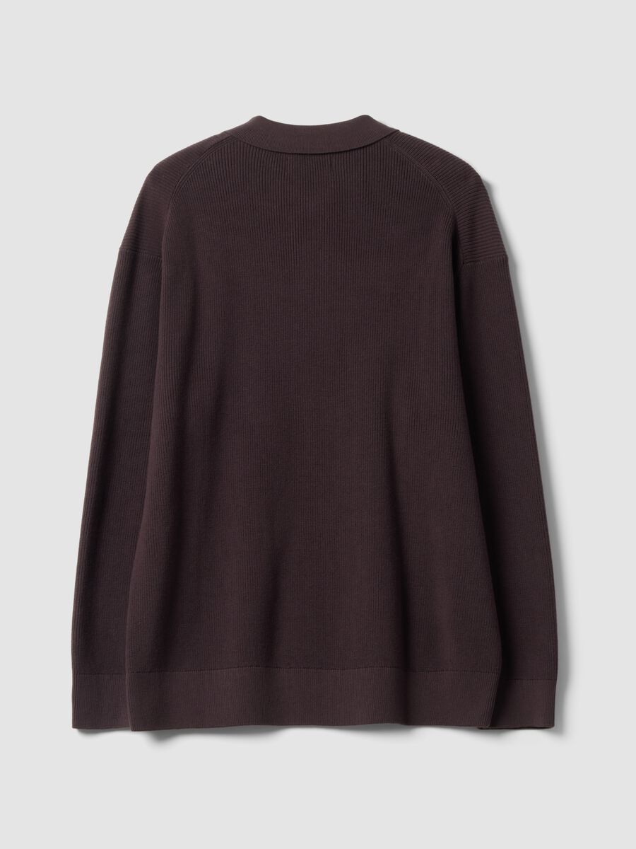 Polo marrone in puro cotone con zip e collo classico_6