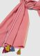 Pink pure cotton scarf with multicolour fringes_1