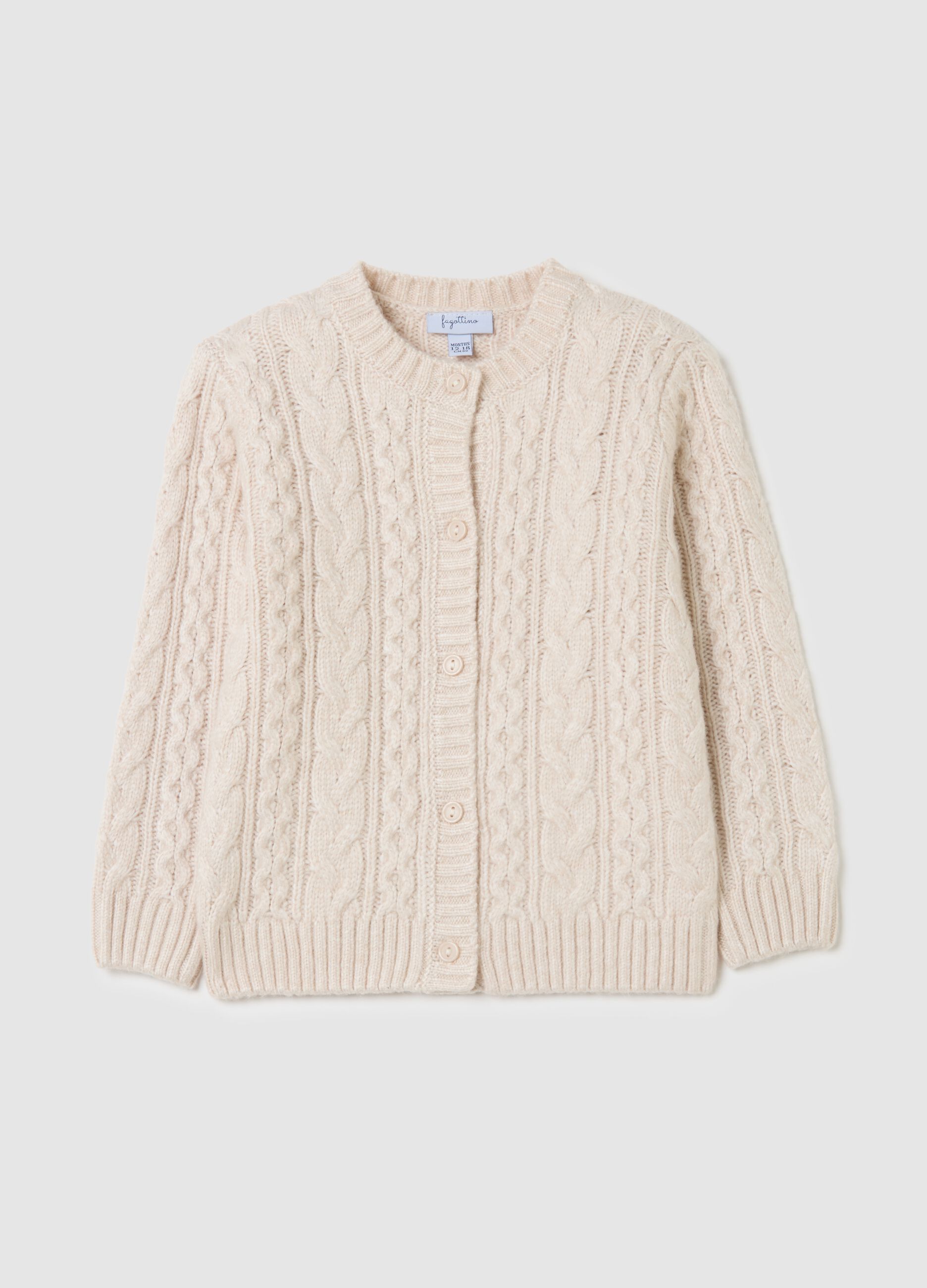 Beige regular fit baby cardigan with buttons
