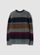 Grauer gestreifter Pullover aus Stretchwolle mit Rundhals, Regular Fit_2