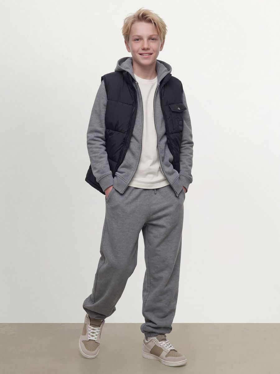 Grey hoodie in pure organic cotton, regular fit_1