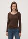 T-shirt marrone in viscosa elasticizzata con girocollo slim fit_2