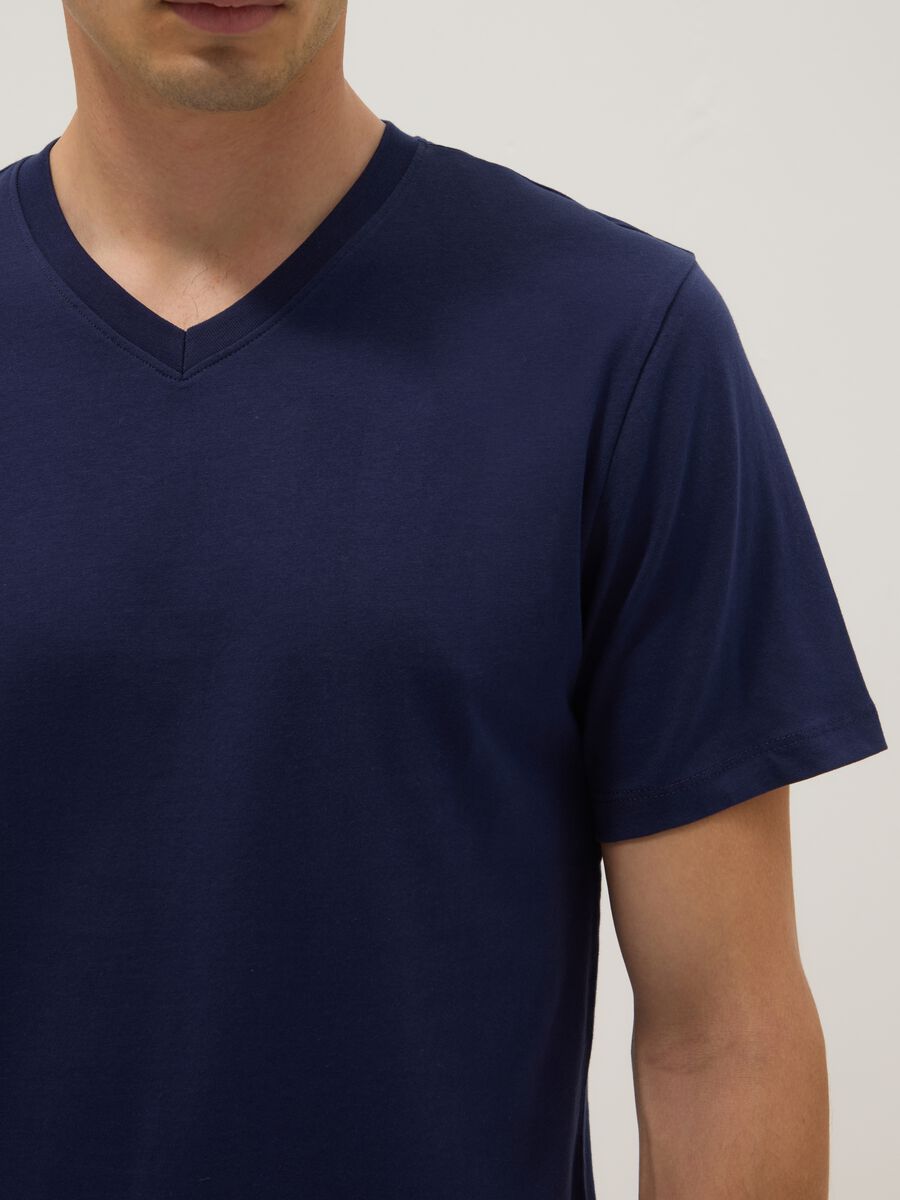 Blue pure cotton regular fit T-shirt_3