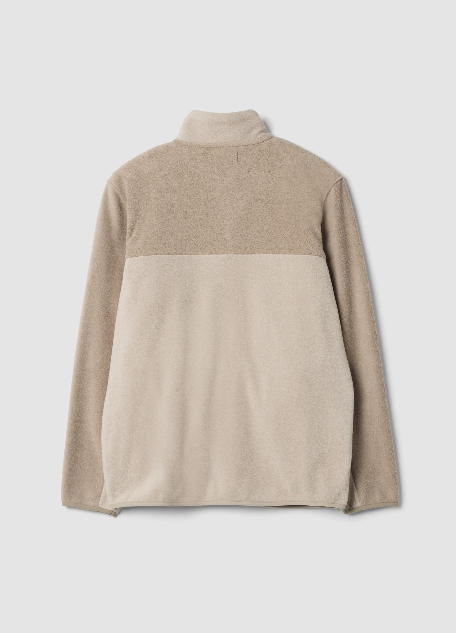 Grey fleece sweatshirt with collar and zip, regular fit